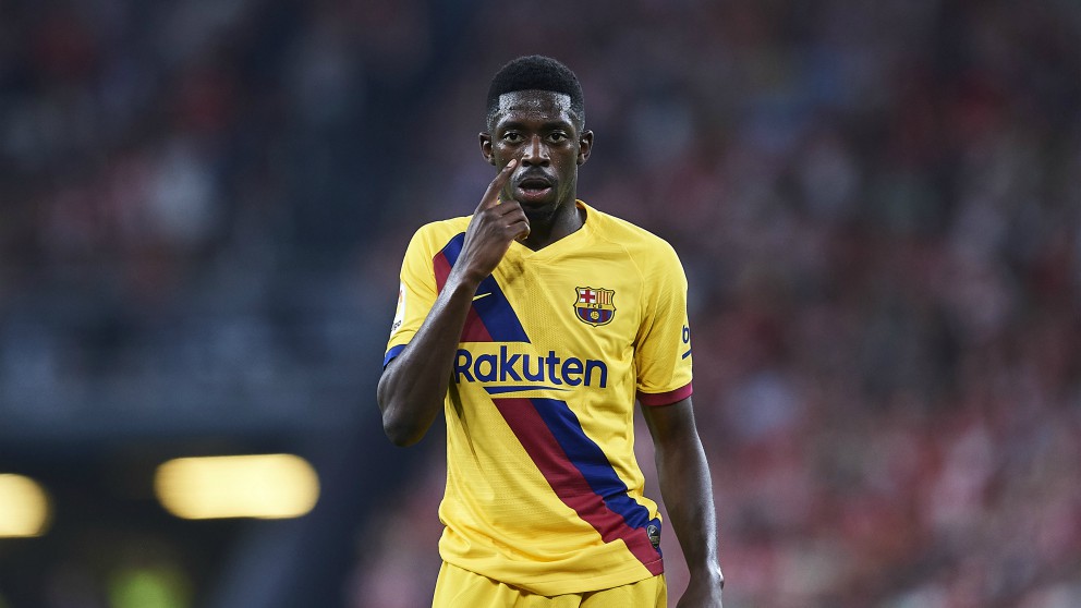 Dembélé, en un partido con el Barcelona. (AFP)