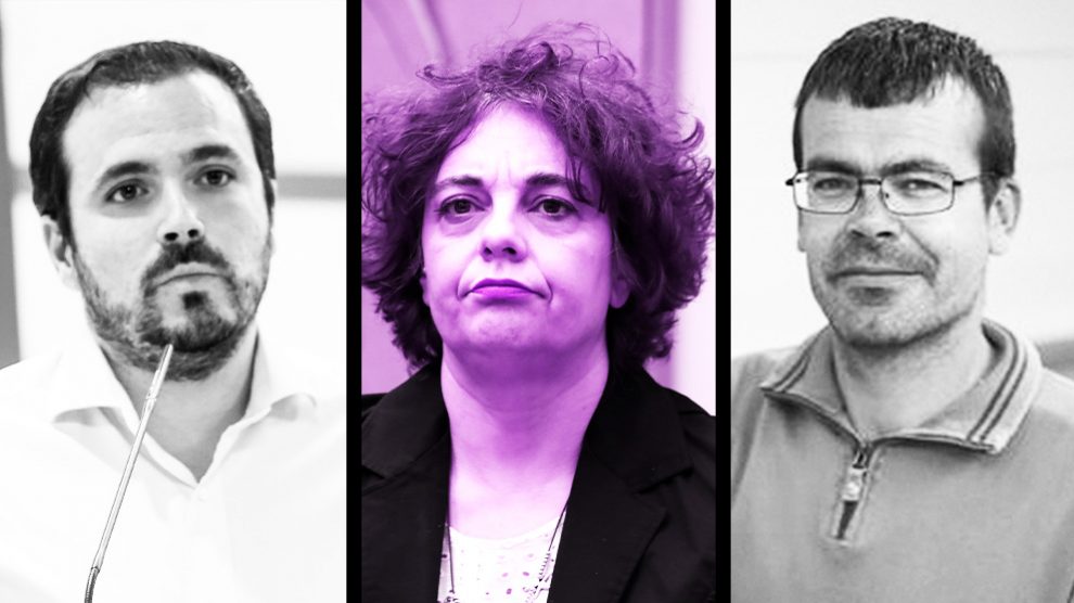 Alberto Garzón, Gloria Elizo y Pedro Honrubia.
