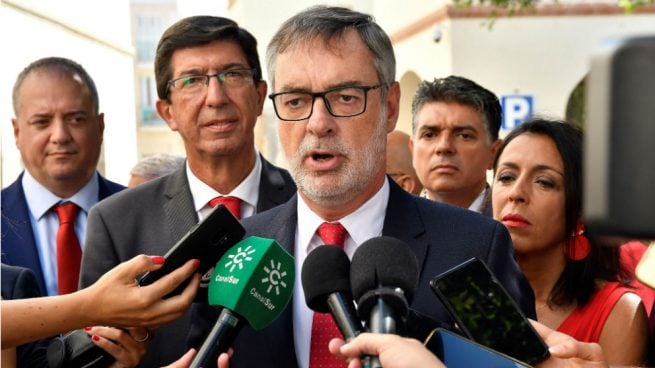 El número dos de C's, José Manuel Villegas, este sábado en Almería. (Foto: EFE)