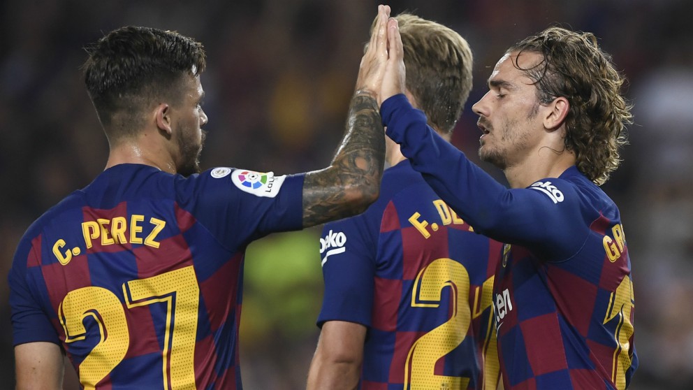 Messi celebra uno de sus goles. (AFP)