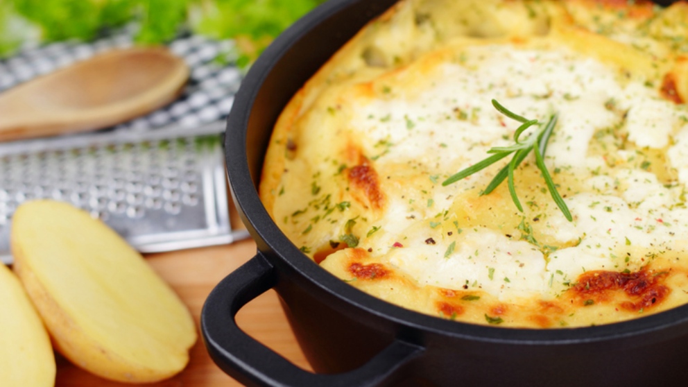 Pastel de patata con foie