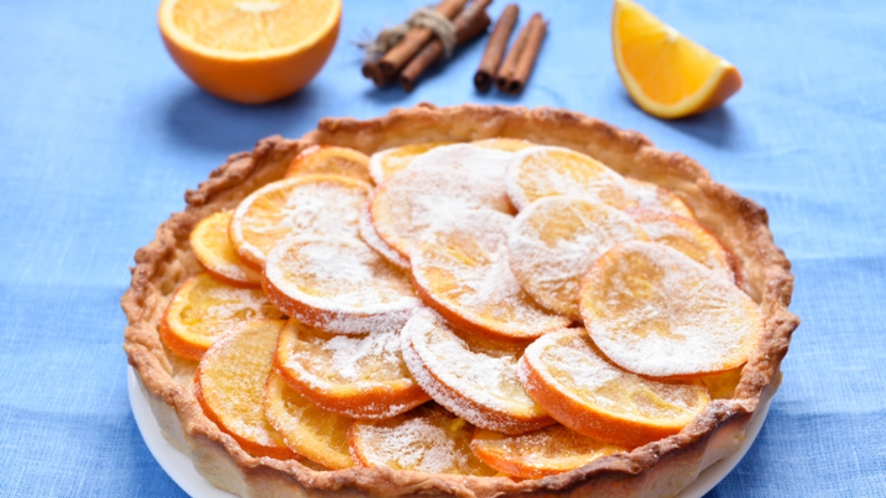 Tarta de arroz con leche y naranja light