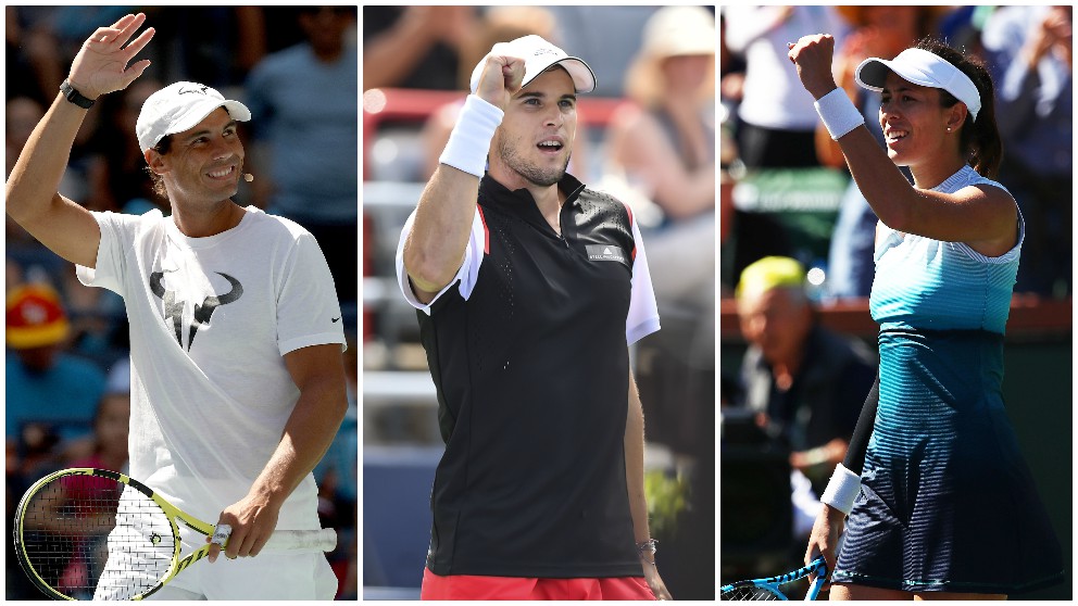 Rafael Nadal, Dominic Thiem y Garbiñe Muguruza. (Getty)