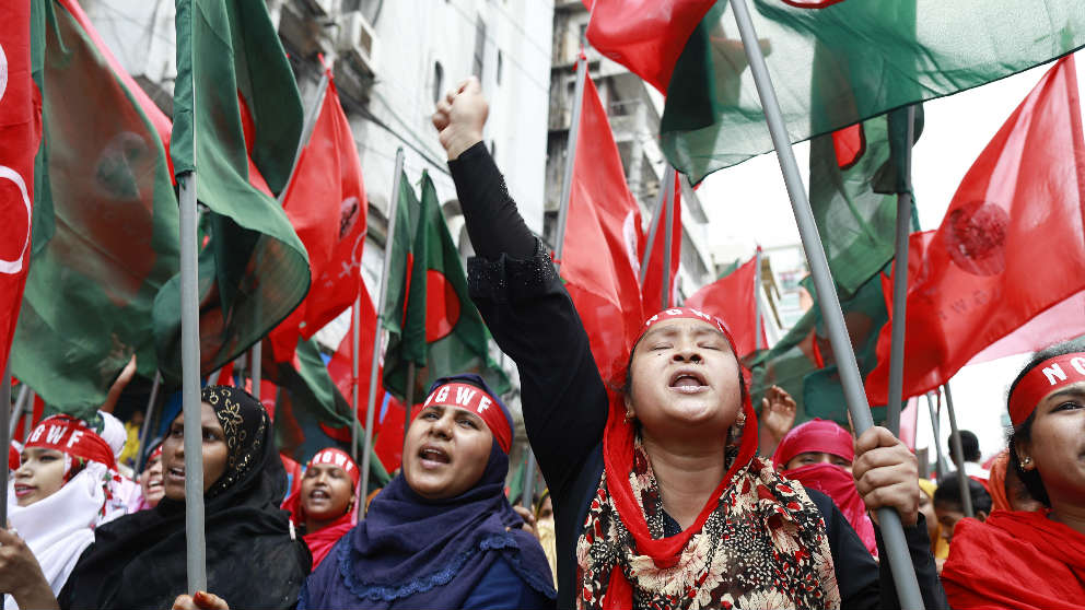 Manifestación en Dhaka, Bangladesh.