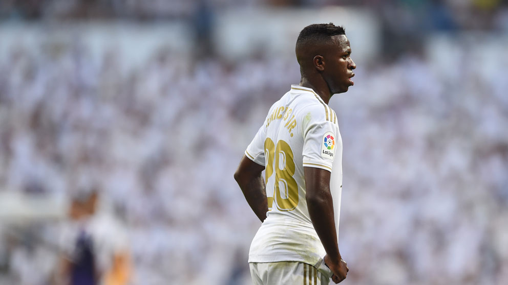 Vinicius, en el partido ante el Valladolid. (Getty)