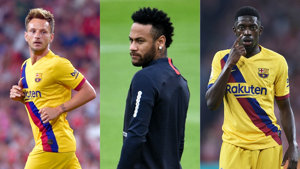 Rakitic, Neymar y Dembélé.