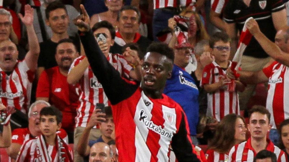 Iñaki Williams celebra su gol ante la Real Sociedad (EFE