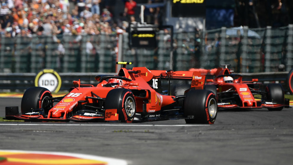 Leclerc, por delante de Vettel en la calificación del Gran Premio de Bélgica. (AFP)