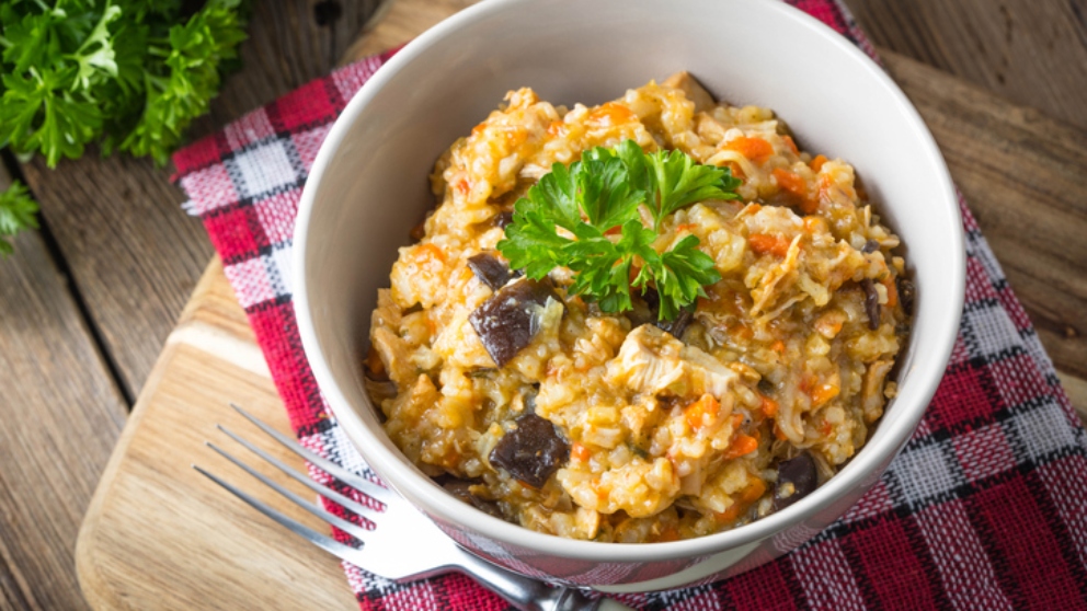 Risotto de calabaza con carne de ternera