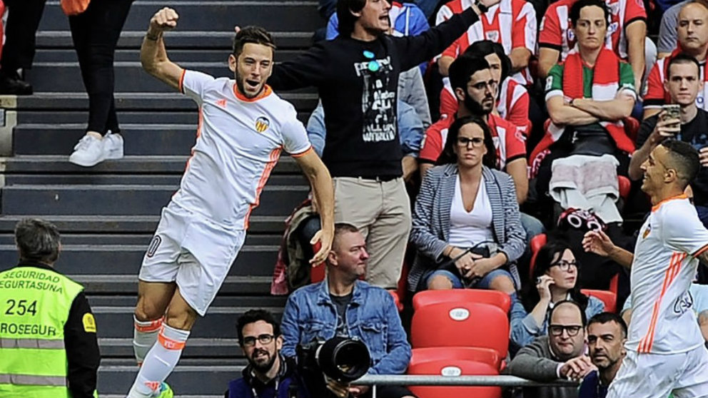 Álvaro Medrán celebra un gol ante el Athletic (@AlvaroMedran)