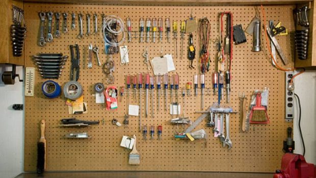 Panel de herramientas casero  Organización de las herramientas,  Organizando las herramientas, Herramientas caseras