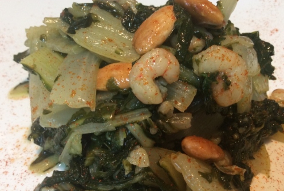 Sopa de acelgas y gambas