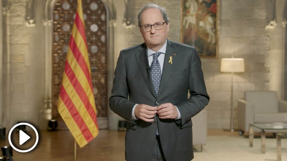 Quim Torra, presidente de la Generalitat en su mensaje en TV3