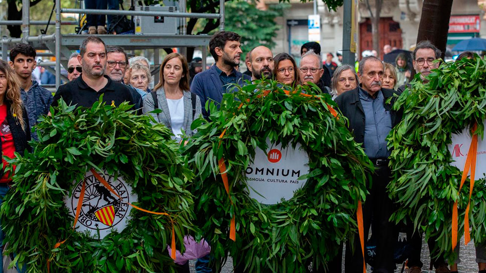 El vicepresidente de Òmnium Cultural, Marcel Mauri. acompañado de otras entidades independentistas durante un acto de la DIada. Foto: EP