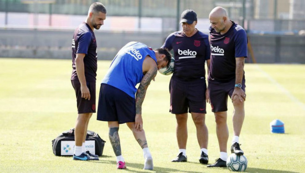 Messi, en el entrenamiento del Barcelona. (FC Barcelona)