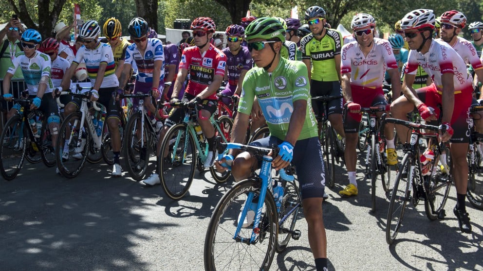 Nairo Quintana, con el maillot verde. (AFP)
