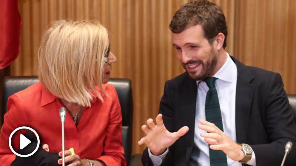 Rosa Díez y Pablo Casado durante el acto organizado por el PP en el Congreso de los Diputados. Foto: EP