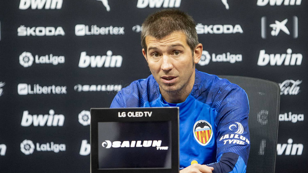 Albert Celades, entrenador del Valencia, en rueda de prensa (Valencia Club de Fútbol)