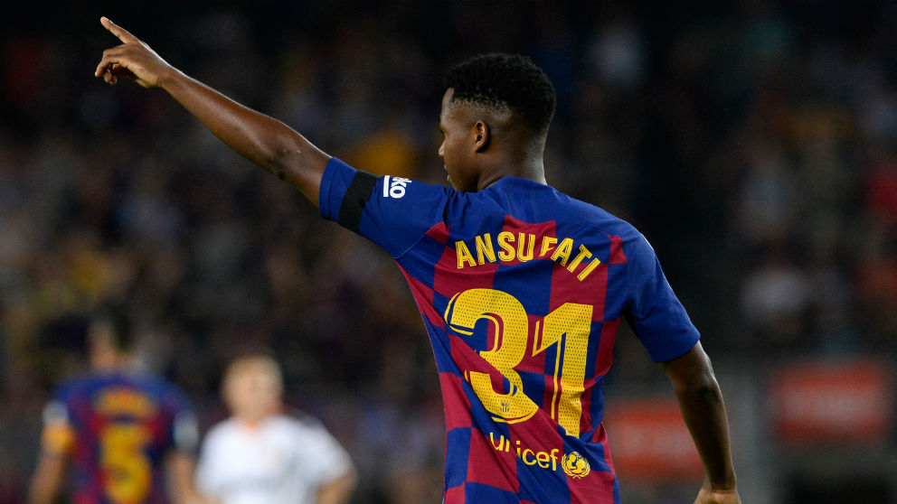 Ansu Fati, en el partido contra el Valencia. (AFP)