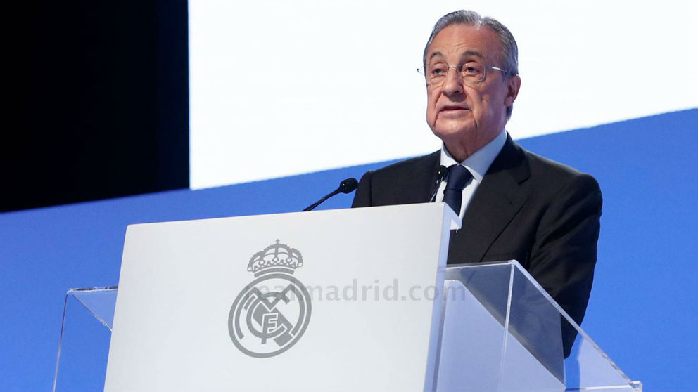 Florentino Pérez, durante la Asamblea de socios. (Realmadrid.com)