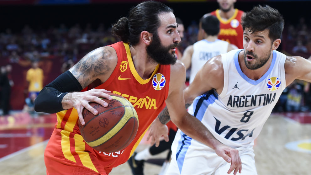 Ricky Rubio, durante la final del Mundial. (AFP)