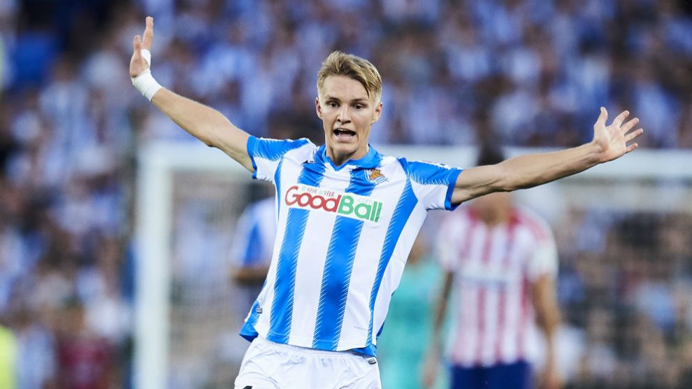 Odegaard, durante un partido. (Getty)