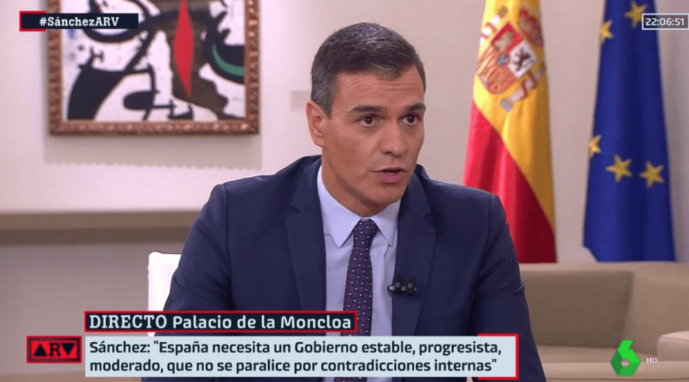 Pedro Sánchez en la entrevista con La Sexta.