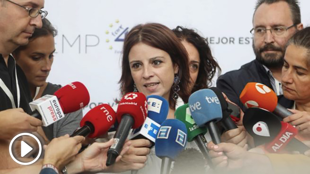 Adriana Lastra, este sábado en el Pleno de la Federación Española de Municipios. (Foto. PSOE)