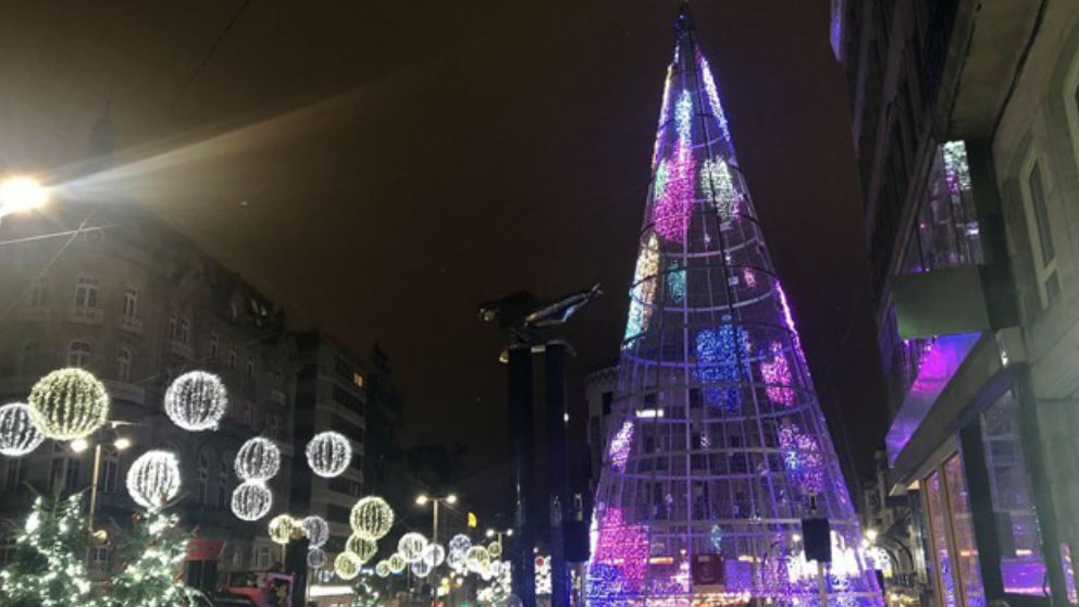 Alumbrado navideño de Vigo. Foto: Europa Press