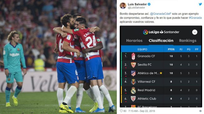 El alcalde de Granada celebra el liderato en la Liga y desvela por error… ¡que es del Atlético!