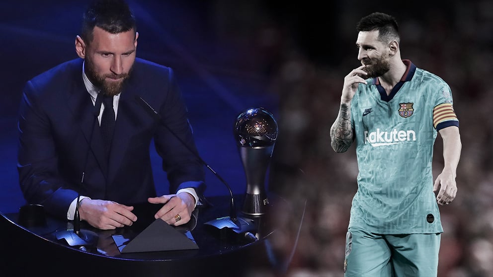 Messi, con el premio The Best. (AFP)