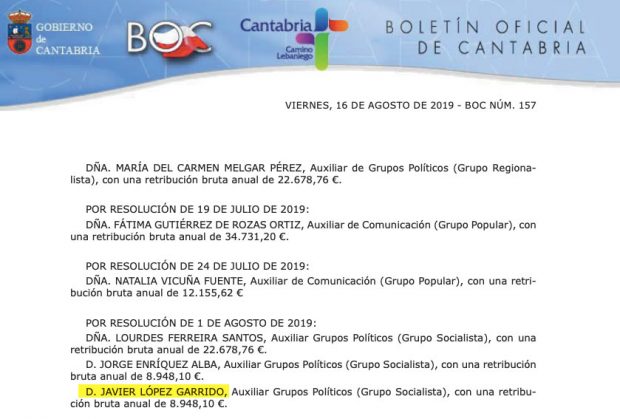 Nombramiento del socialista Javier López Garrido como asesor del grupo municipal en el Ayuntamiento de Santander 