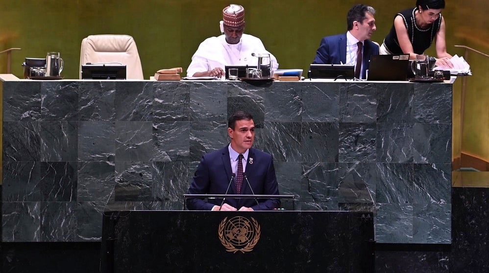 Pedro Sánchez en la ONU, Nueva York. (Foto. Moncloa)