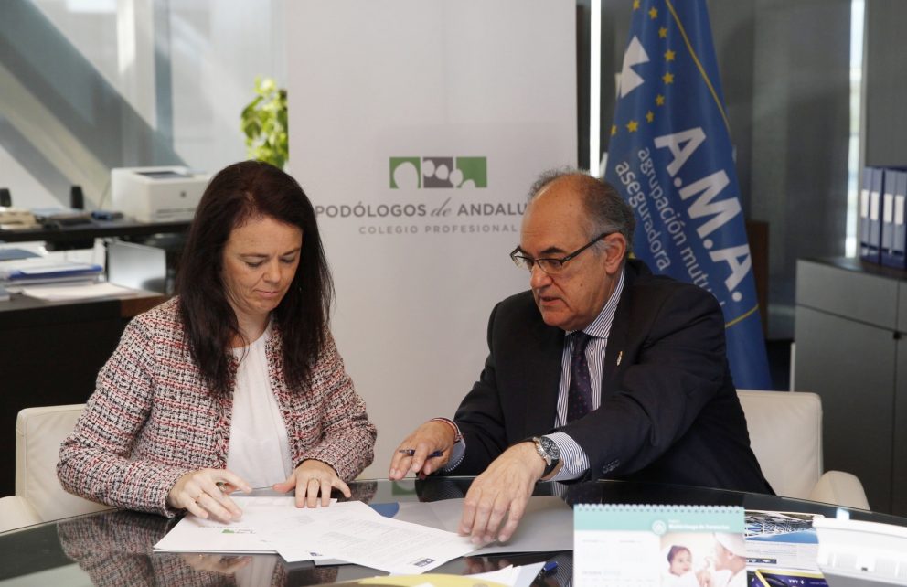 El Colegio Podólogos de Andalucía renueva la póliza de Responsabilidad Civil Profesional con A.M.A.  y firma convenio de colaboración con la Fundación A.M.A.
