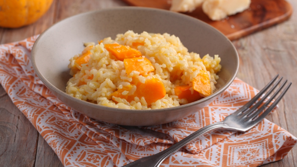 Risotto de naranja y puerro