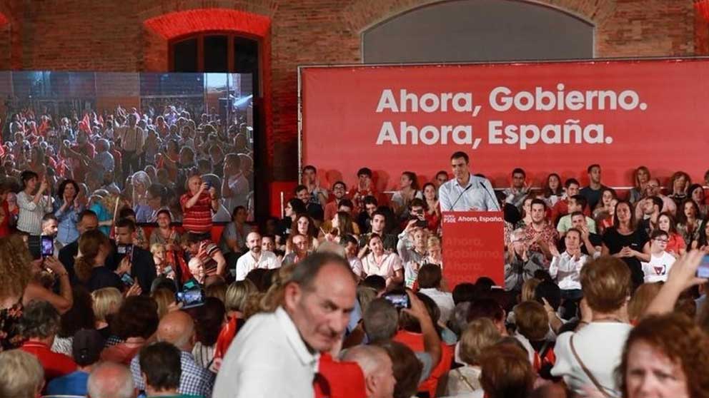 Pedro Sánchez en un mitin de campaña. Foto: Europa Press