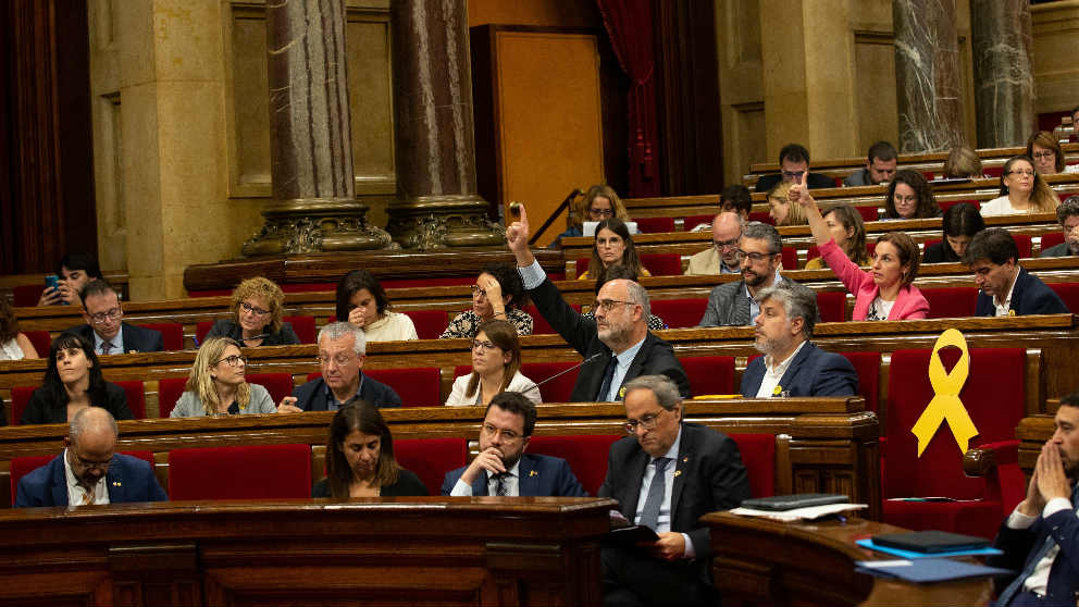 Bancada independentista en el Parlamento de Cataluña. (EP)