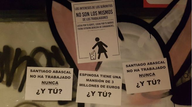 Aparecen carteles contra el acto de Vox en Vistalegre que califican a sus militantes de «señoritos»