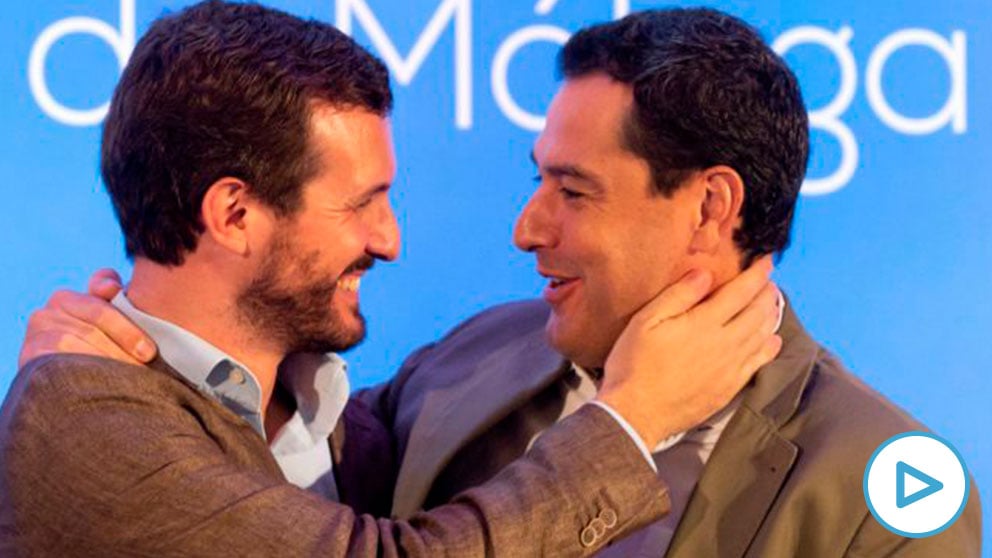 El presidente del Partido Popular (PP), Pablo Casado , junto al presidente de la Junta de Andalucía, Juanma Moreno.