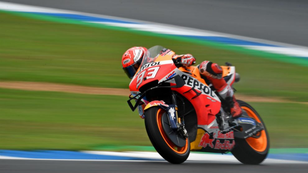 Marc Márquez, durante una carrera de esta temporada. (AFP)