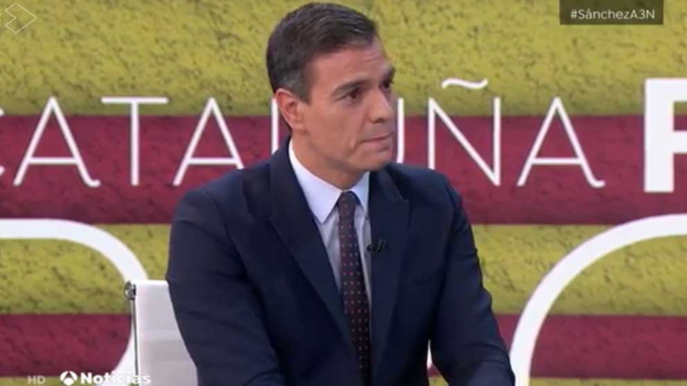 Pedro Sánchez durante la entrevista en Antena 3.
