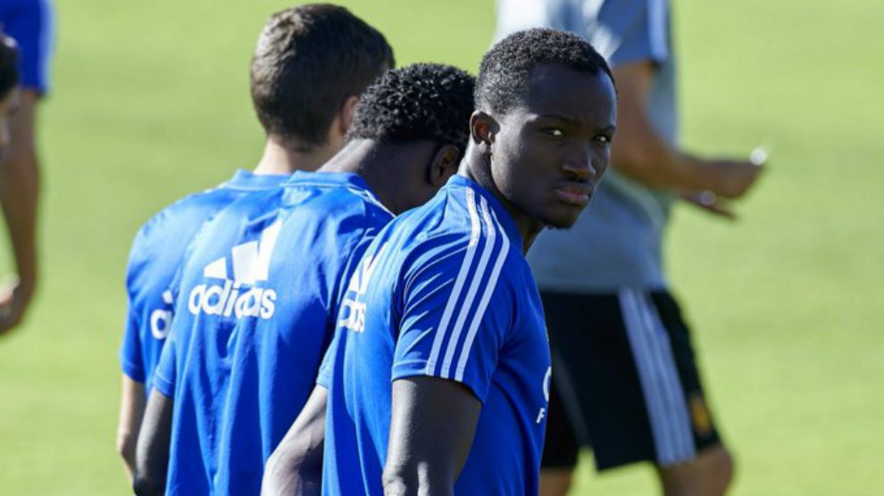 Raphael Dwamena entrenando con el Real Zaragoza (Real Zaragoza)