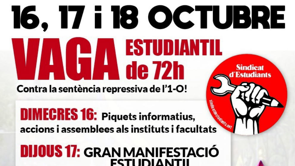 Cartel del Sindicato de Estudiantes convocando a la huelga la próxima semana.
