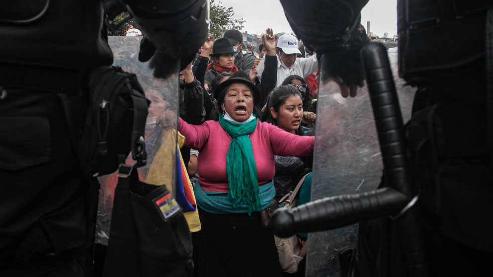 Indígenas se manifiestan por la crisis que vive Ecuador. Foto: EP