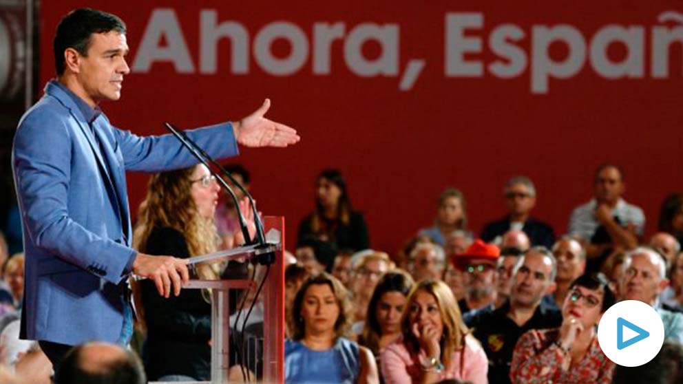 El presidente en funciones Pedro Sánchez, este viernes, en la Cúpula del Milenio de Valladolid (foto: EFE).