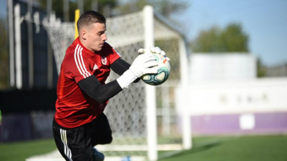 Andriy Lunin en un entrenamiento con el Valladolid (Real Valladolid)