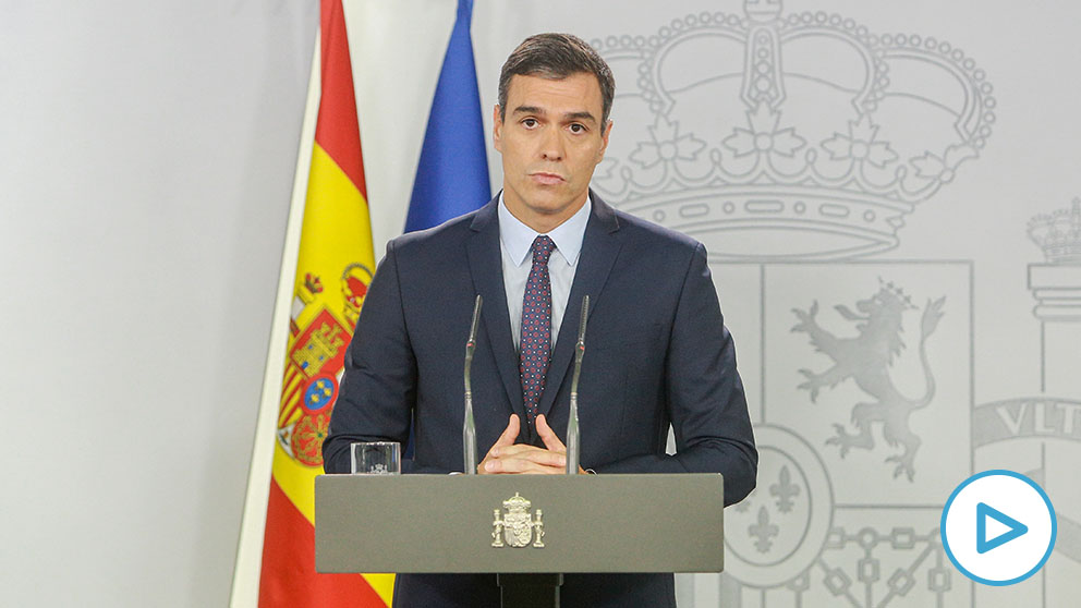 El presidente del Gobierno en funciones, Pedro Sánchez, hace una declaración institucional tras conocerse la sentencia del Tribunal Supremo (Foto: Europa Press).