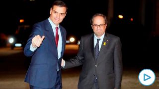 Pedro Sánchez y Quim Torra en el Palacio de Pedralbes.
