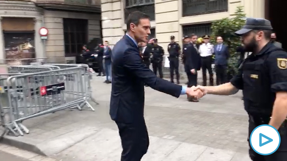 Pedro Sánchez en la Jefatura Superior de la Policía en Barcelona