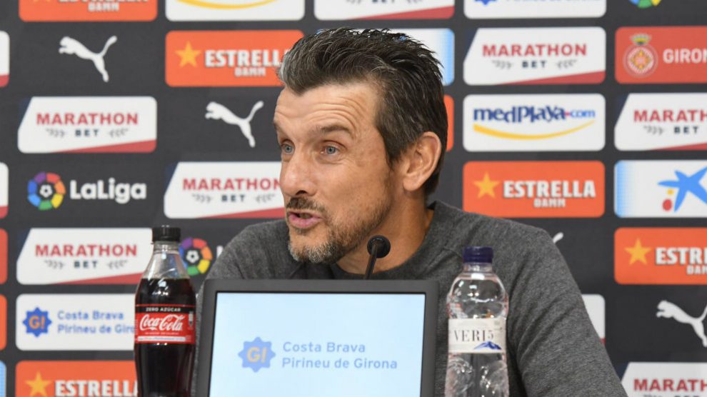Juan Carlos Unzué en su despedida como técnico del Girona (Girona Fútbol Club)
